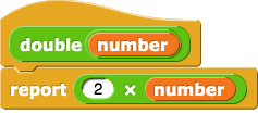 PROCEDURE double (x)
{
RETURN (2 * x)
}