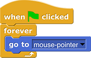 when green flag clicked{forever{go to x:(mouse x) y:(mouse y)}}