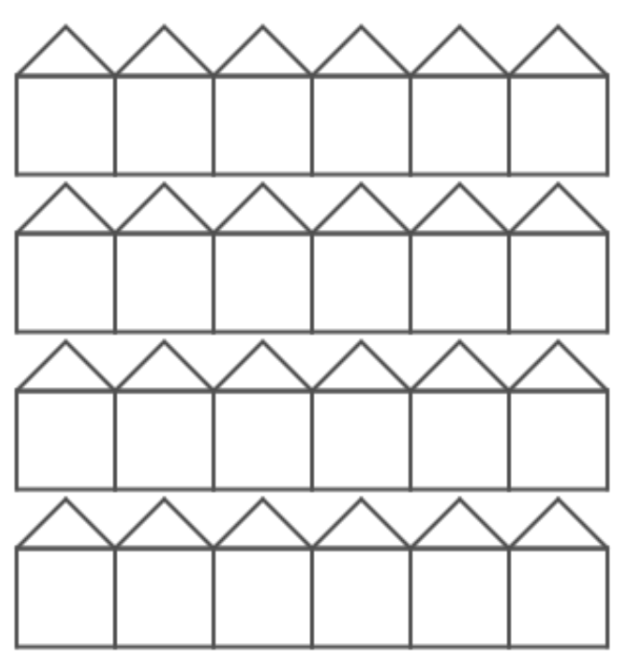 a drawing of a 4 by 6 group of houses