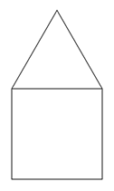 a drawing of a house, that is a square with a triangle above it