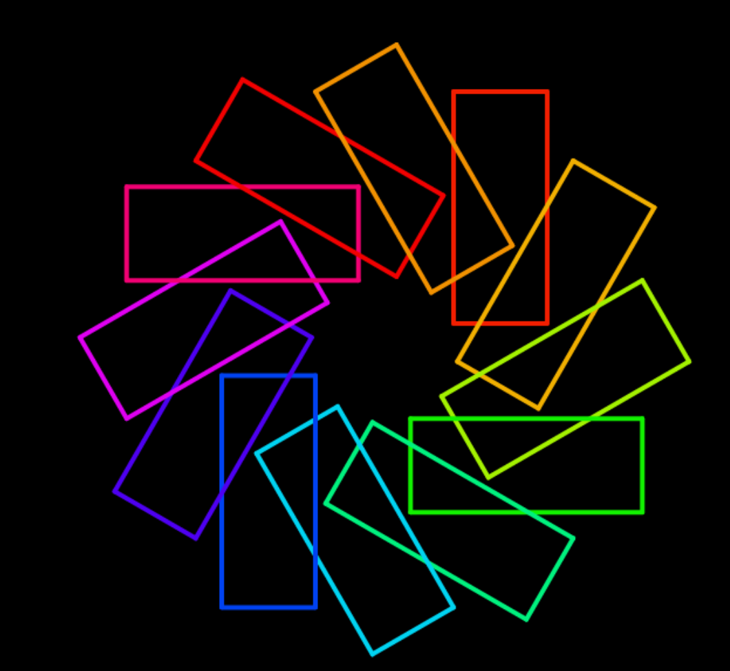 Multicolored pinwheel with rectangles