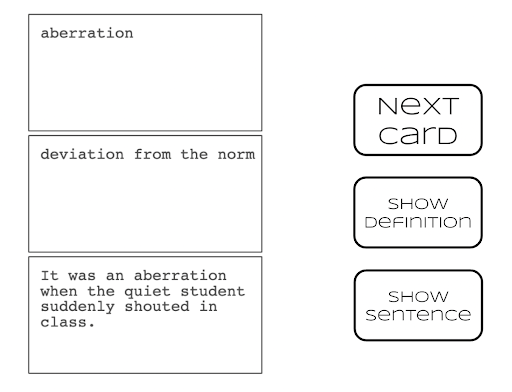 A screenshot of the flashcard program