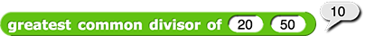 greatest common divisor of (20) and (50) reporting 10