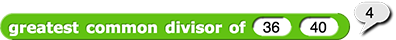 greatest common divisor of (36) and (40) reporting 4