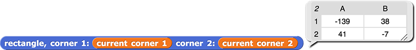 rectangle, corner 1: (current corner 1) corner 2: (current corner 2) reporting {{-239, 38}, {41, -7}}