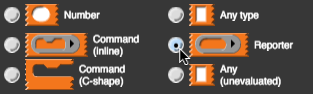 selecting the Reporter input type