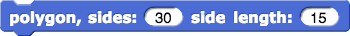 polygon, sides: (30) side length: (15)